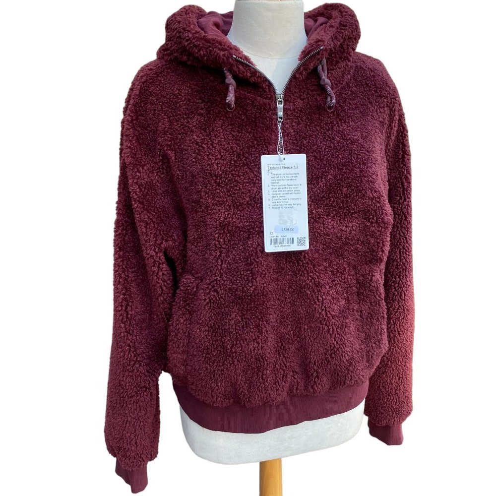 NWT Lululemon Faux Sherpa Teddy Fleece Hoodie 1/2 Zip Cozy Athleisure Cozy-12